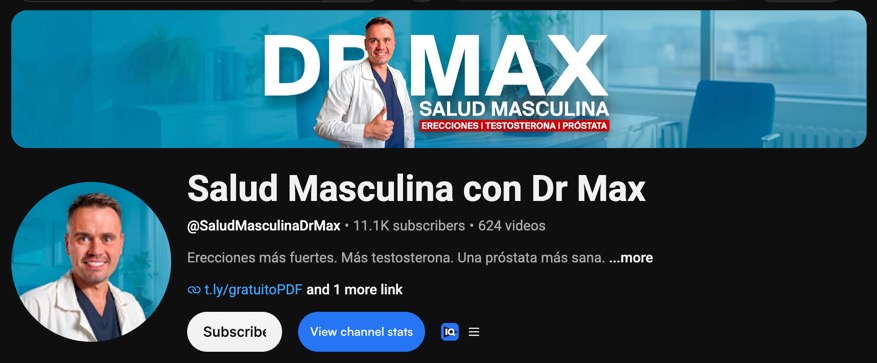 Испанский канал Salud Masculina con Dr Max: 11,1 тысячи подписчиков, 624 видео